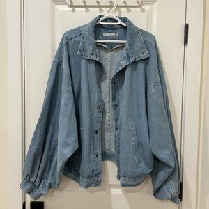 butterfly sleeve denim jacket - plus-size 3X